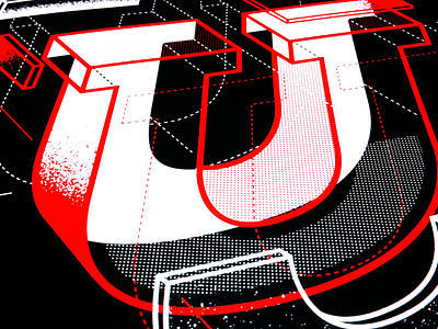 U halftone lettering texture type typography