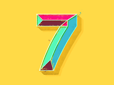 7 7 chisel illustration lettering number shadow texture type typography