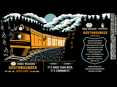 Southbounder Bottle beer bottle dark illustration label packaging railroad train typography