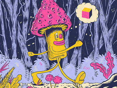 Fun Guy brush comic illustration ink mushroom texture