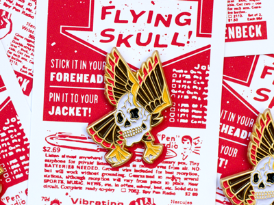 Flying Skull Enamel Pin