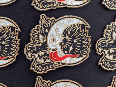 Wolf Patch enamel pin moon patch pin stars tattoo wolf