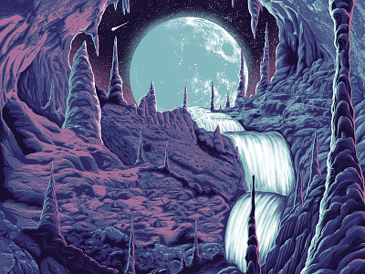 Moon Cave WIP cave cavern gigposter illustration moon poster screenprint