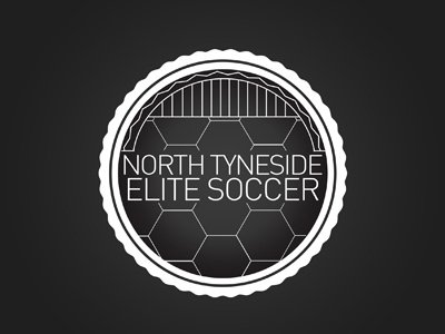 North Tyneside Elite Soccer Development badge branding football grey logo newcastle seal soccer tyneside white