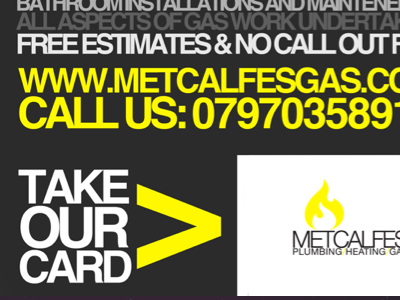 Metcalfes Promotional Leaflet with tear off business card business card flyer leaflet plumber