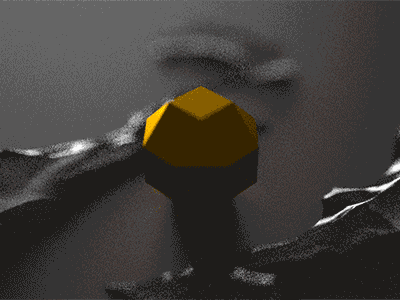 Gold totem 3d 3d animation blender facet faceted fluids geometric geometry gold inception metal prism render totem water