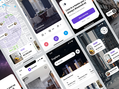 Real Estate Matching Platform augmented reality bumble home listing listing matching nearby platform real estate tinder ui ux