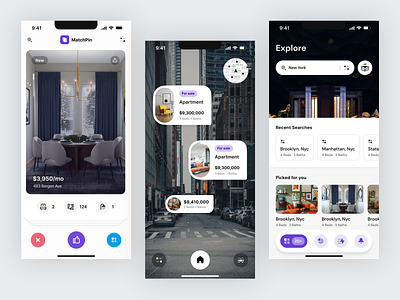Inpin App — Real estate matching platform app finding map matching mobile app platform product real estate ui ux