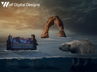 Raging Waves adobe photoshop animal art art work artwork design digital art effects flat illustration image editing image manipulation images inspiration nature photo photoshop polar bear portrait sunset