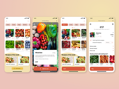 Mobile app design concept for Harvest delivery