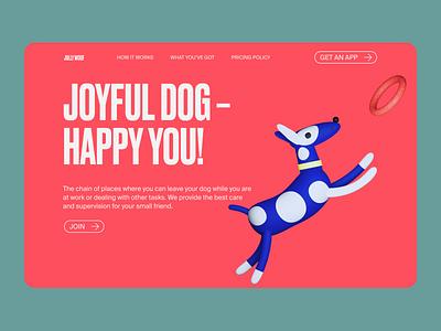 Day care for dogs, first screen design first screen illustration product page promo page ui web design