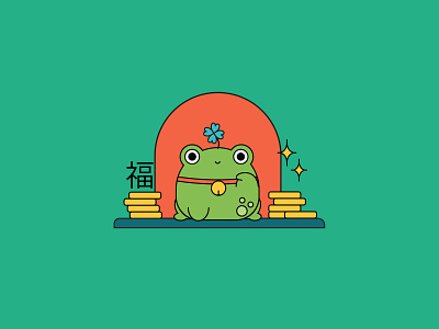 Lucky Frog frog illustration line icon line illustration luck lucky vector vector art