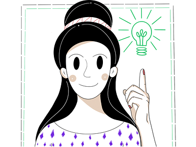 Idea character clean creativity face finger fochacz hair home idea illustration light bulb minimal pandemic people procreate think thought woman woman illustration