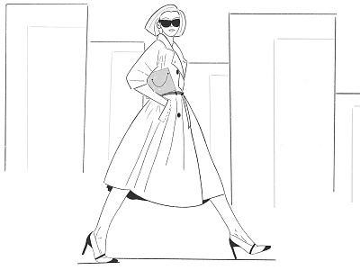 Woman is walking black and white building character character design clean coat face fochacz illustration lines linestyle minimal people shoes shop style ui ux ui design walking woman
