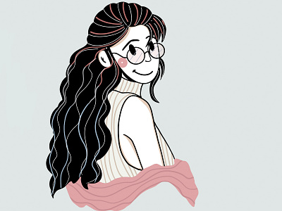 Girl with glasses artwork challenge character clean colors design face glasses hair illustration illustration2d lines linestyle minimal mystyle people procreate style ui design woman