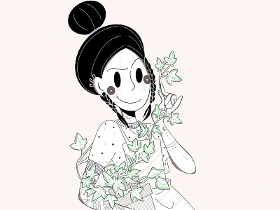 Herbalist character character design clean clean design design face herbalist illustration lines linestyle loose minimal minimalist minimalistic plants procreate smile style ui design woman