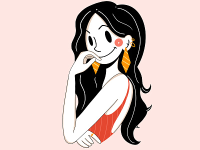 Girl with earrings character character desing clean clean design colors design dtiys earrings face illustration lines linestyle loose minimal minimalistic minimalistic art smile style ui design woman