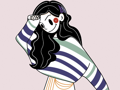 Girl in a sweatshirt character character design clean colors design dtiys face illustration lines linestyle loose minimal minimalism minimalistic minimalistic art smile style sweatshirt ui design woman