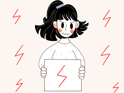Women's strike in Poland⚡️ anger bad character character design clean face illustration lightning lines linestyle loose minimal minimalist minimalistic people rage strike style ui design woman
