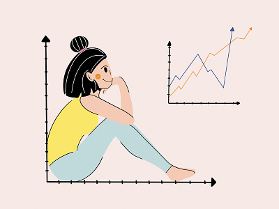 Woman graph artwork character clean colors design diagrams face graph graph design graph ui illustration loose minimal people procreate smile style think woman work