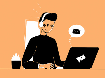 Working in home office character character design clean colors design face flat flat design fresh home illustration minimal office procreate style ui design wfh work working workspace