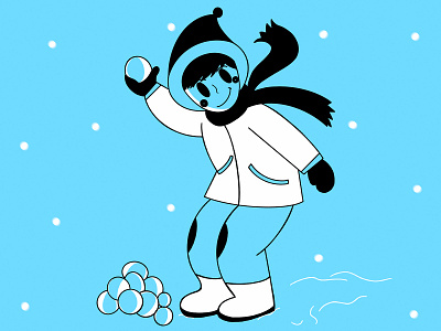 Wintertime blue character character design child clean colors design fresh funny illustration kids loose minimal relax snow snowballs style ui design white winter