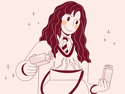 Hermione Granger character character design design fresh design graphic design harry potter hermione hermione granger history illustration lines loose magic minimal original simple style ui design wand witchcraft