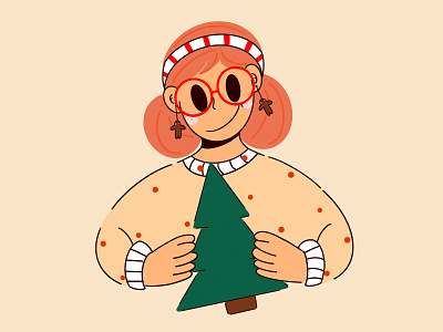 Girl with a Christmas tree 🌲
