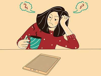 Artistic depression 🤦🏻‍♀️ branding character character design clean coffee cup cup off coffee depression design fresh fresh illustration graphic design illustration ipod lines loose minimal original question mark ui design