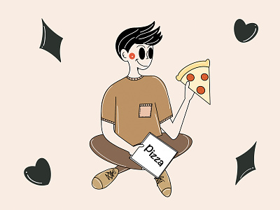 Pizza ❤️🍕❣️ branding character character design clean design eat fresh design graphic design happy heart illustration loose minimal original pizza relax simple style ui design yami