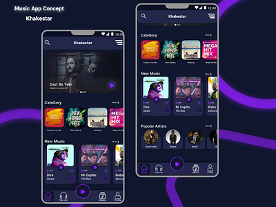 Music App Concept dark mode dark ui mobile music music app music player sketch ui uiux ux