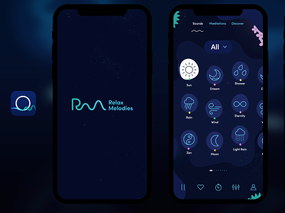 RelaxMelodies X Twinfactory app art direction ui