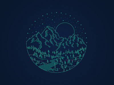 Moon Over Grandjean | Idaho Sawtooths grandjean idaho illustration sawtooth mountains