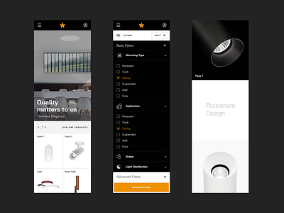 IntraLighting Responsive architecture black clean concept light mobile modern ui web website white