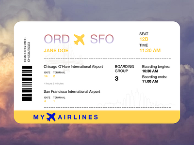 Daily UI 024 | Boarding ticket 024 boarding pass daily 100 challenge daily ui design