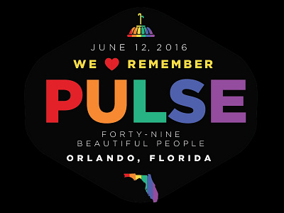 We Remember Pulse badge color florida logo pulse rainbow sans serif typography