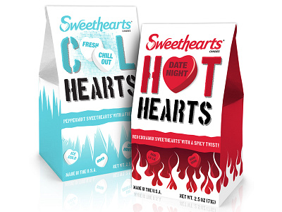 Sweethearts Hot Hearts/Cool Hearts candy packaging sweethearts valentines