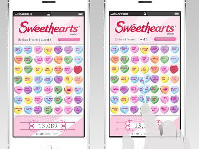 Sweethearts App - Concept Art android app bejeweled bright candy concept fun ipad iphone phone pink tablet