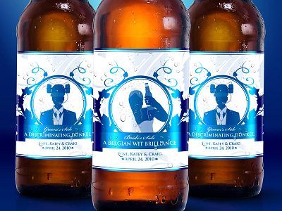 Bride & Groom Home Brew beer event favor illustration label wedding wine