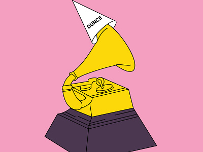The Grammys are Stupid art award awards conceptual design dunce dunce cap grammy grammys illustration logo pink shading stipple vector yellow