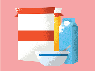Cartoons & Cereal art bowl breakfast cereal cereal box conceptual illustration love milk shading spoon stipple vector