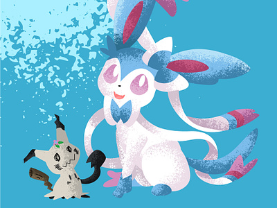 Friends come in all shapes & sizes art conceptual eevee fairy friend friends friendship illustration love mimikyu pokemon shading shiny stipple sylveon vector