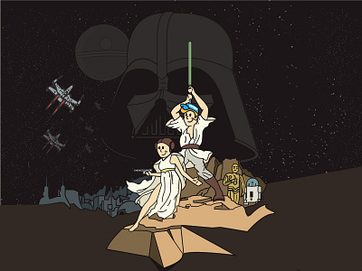 Star Wars - Revenge of Blue Ion branding darth vader flat icons illustration illustrator light lines saber star wars vector