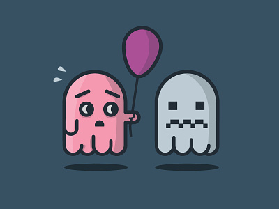 A Pac Man Ghost (With a Balloon) adobe blue ion ghost illustration illustrator pacman pinky