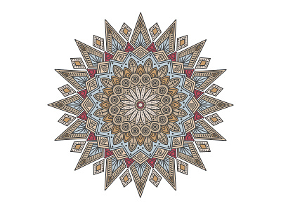 A Mandala - #2 In Color adobe blue ion complex illustrator mandala tan
