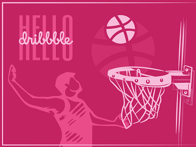 Hello Dribble..!!! basketball player debutshot design illustration sports typography vector