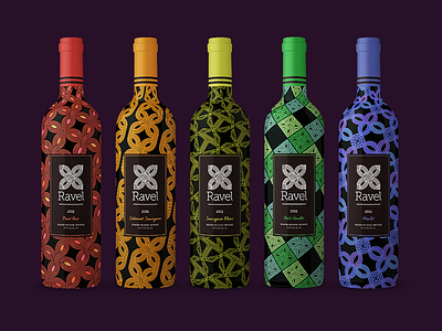 Ravel Wine Bottles bottle brand branding color colour core identity logo luxury pattern visual wine