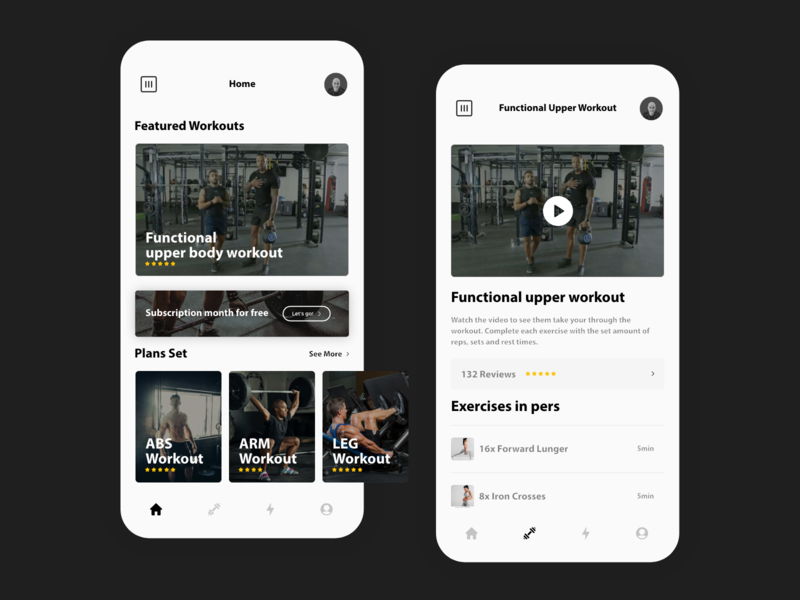 Workouts app application design flat minimal sport ui ux uxdesign uxui web