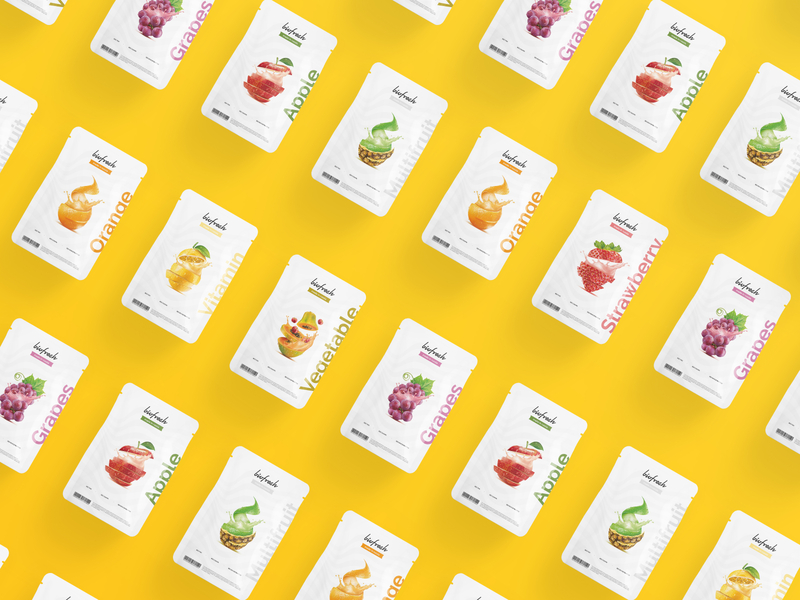 biofresh packages apple brand branding design grapes logo minimal multifruit orange pack package strawberry vitamin