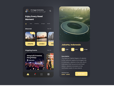 Travel App (Dark Mode) app design minimal ui ux